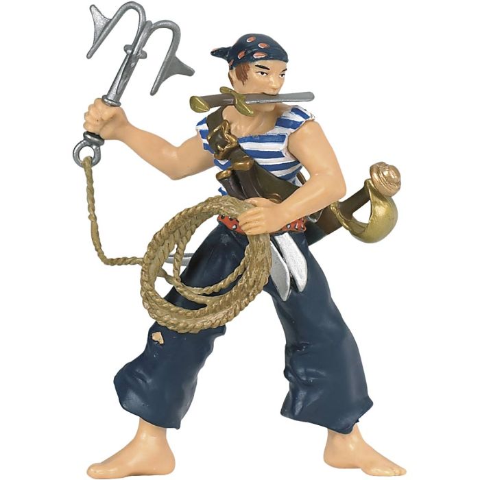 papo pirat med kniv og anker, H: 9 cm, 1 pk.