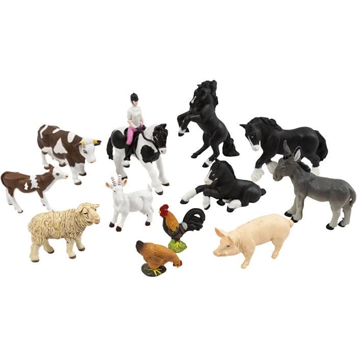 papo Bondegårdsfigurer, mini, str. 2,5-8 cm, 8 stk./ 1 sæt