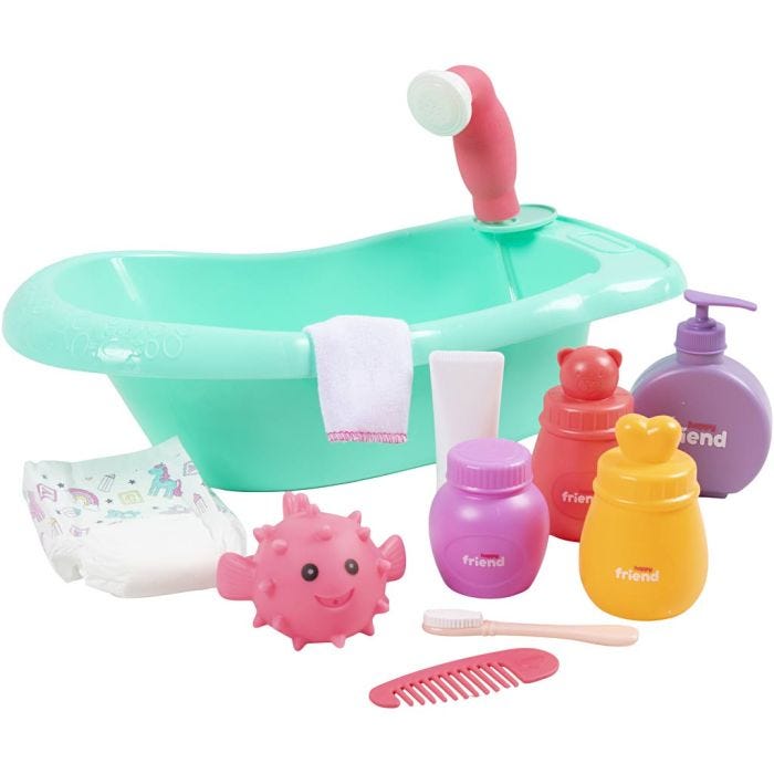 Badekar med tilbehør, H: 22 cm, L: 39 cm, B: 19 cm, 11 dele/ 1 sæt