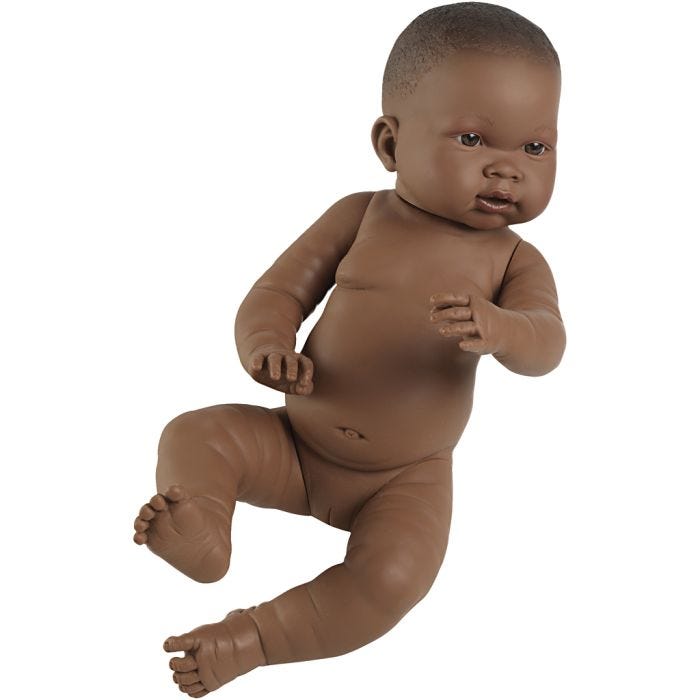 Babydukke, Mørk pige, 45 cm, 1 stk.