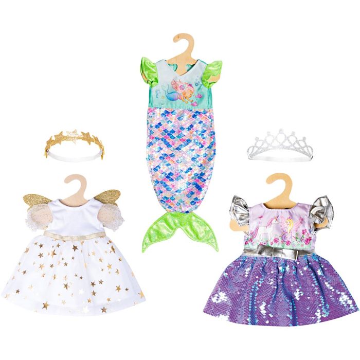 Dukketøj, Eventyrligt, str. 35-45 cm, 3 sæt/ 1 pk.