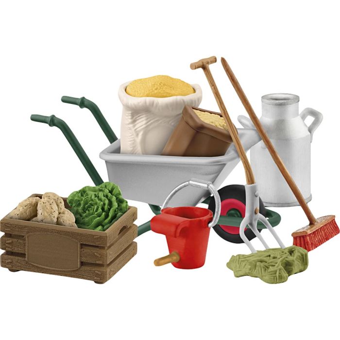 Schleich Bondegårdsdyr, Staldplejetilbehør, 11 dele/ 1 pk.