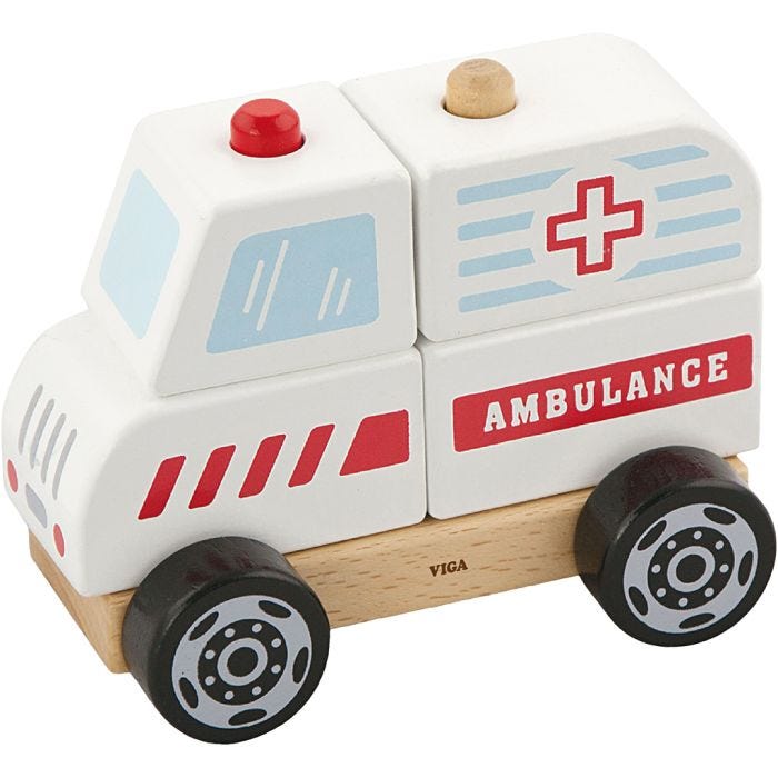 VIGA Stabel Ambulance i træ, Ambulance, 13x10x8 cm, 1 stk.