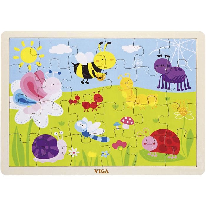 VIGA Træpuslespil, str. 30x22,5 cm, 24 brikker, 1 stk.