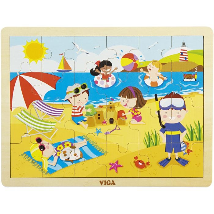 VIGA træpuslespil årstider, sommer, str. 30x22,5 cm, 24 brikker, 1 stk.