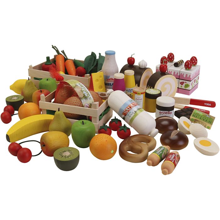 Madvarer i træ, 45 stk./ 1 pk.