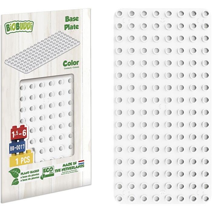 BIOBUDDI Byggeplade, 15x30 cm, hvid, 1 stk.