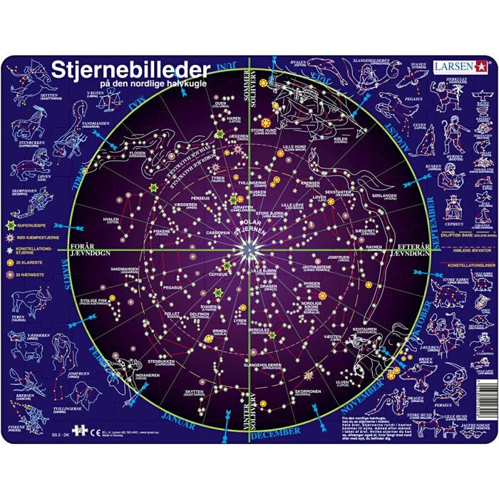 Puslespil, Stjernebilleder, str. 28,5x36,5, 70 brikker, 1 stk.