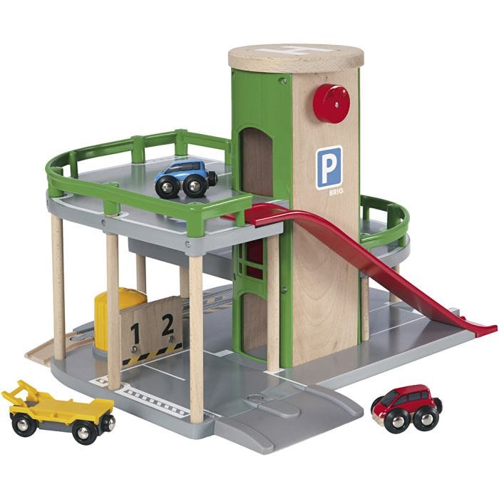 BRIO Rail &amp; Road Parkeringshus, 18,5x39x34,3 cm, 1 sæt