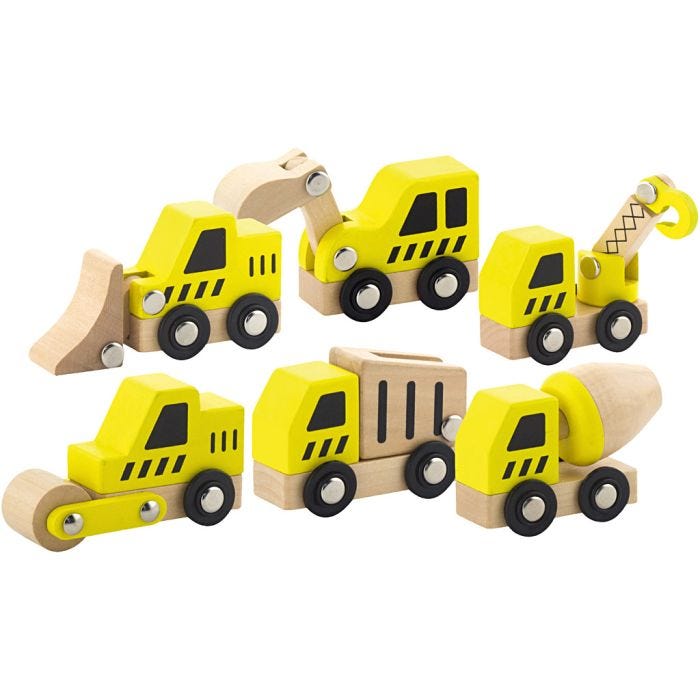 VIGA Minibiler, konstruktionsbiler, str. 7-9 cm, 6 dele/ 1 sæt