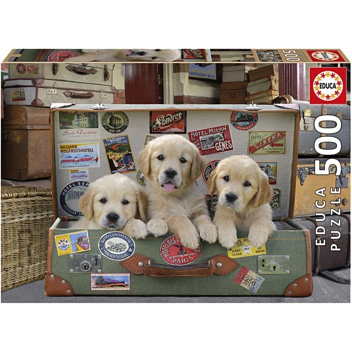 Puslespil hundehvalpe, str. 34x48 cm, 500 brikker, 1 stk.