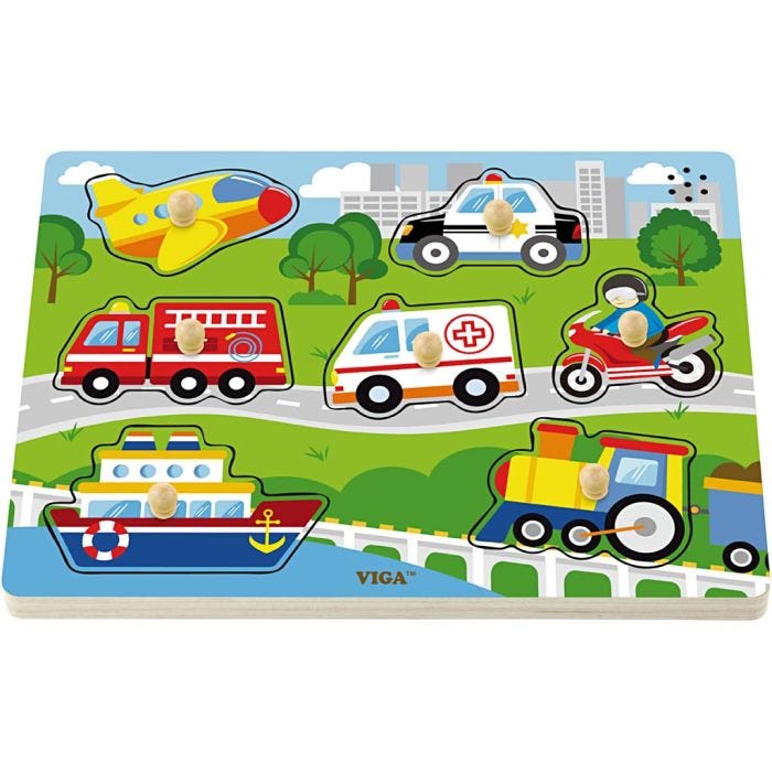 VIGA Træpuslespil med Lyd, Transport, str. 33x22,5x3 cm, 1 stk.