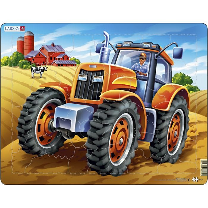 Puslespil, Traktor, str. 28,5x36,5 cm, 37 brikker, 1 stk.