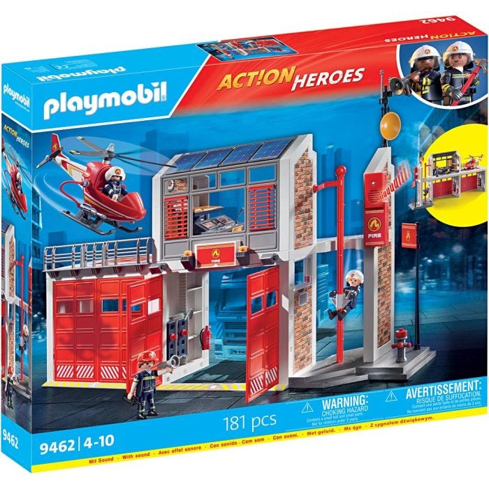 Playmobil Stor Brandstation, str. 61,0x21,0x36,0 cm, 181 dele/ 1 pk.