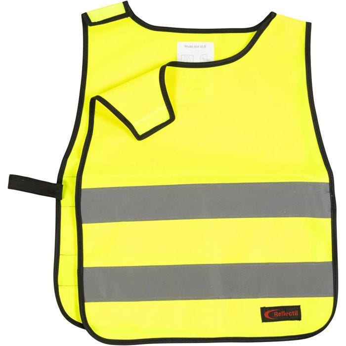Refleksvest, XXS, L: 45 cm, B: 35 cm, str. 1-4 år, gul, 1 stk.