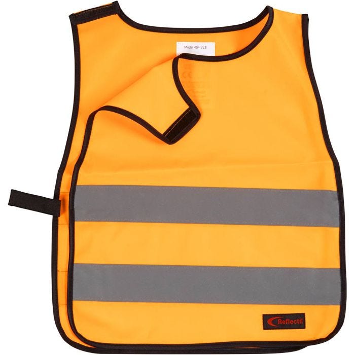 Refleksvest, XXS, L: 45 cm, B: 35 cm, str. 1-4 år, orange, 1 stk.