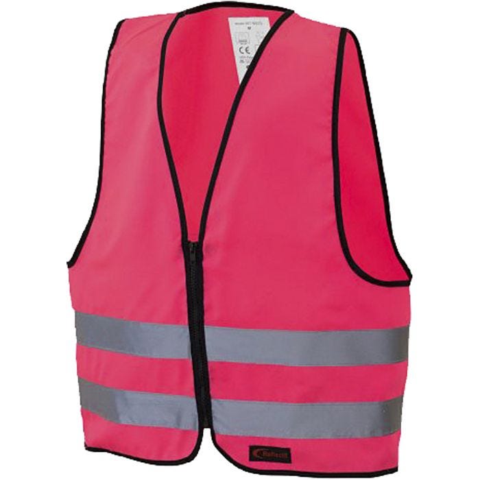 Refleksvest med lynlås, 47 cm, 40 cm, 4-6 år, pink, 1 stk.