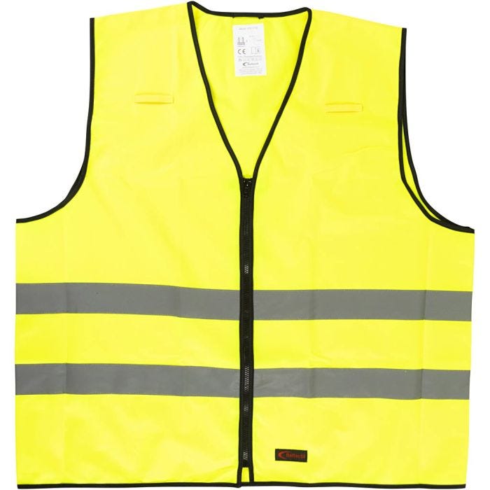 Refleksvest med lynlås, L: 76 cm, B: 67 cm, str. XXL, gul, 1 stk.