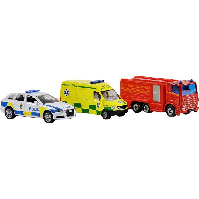 Udrykningskøretøjer, str. 7-8 cm, 3 stk./ 1 pk.