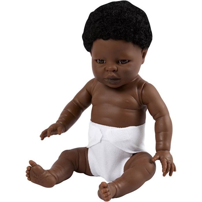 Babydukke, mørk dreng, 34 cm, 1 stk.