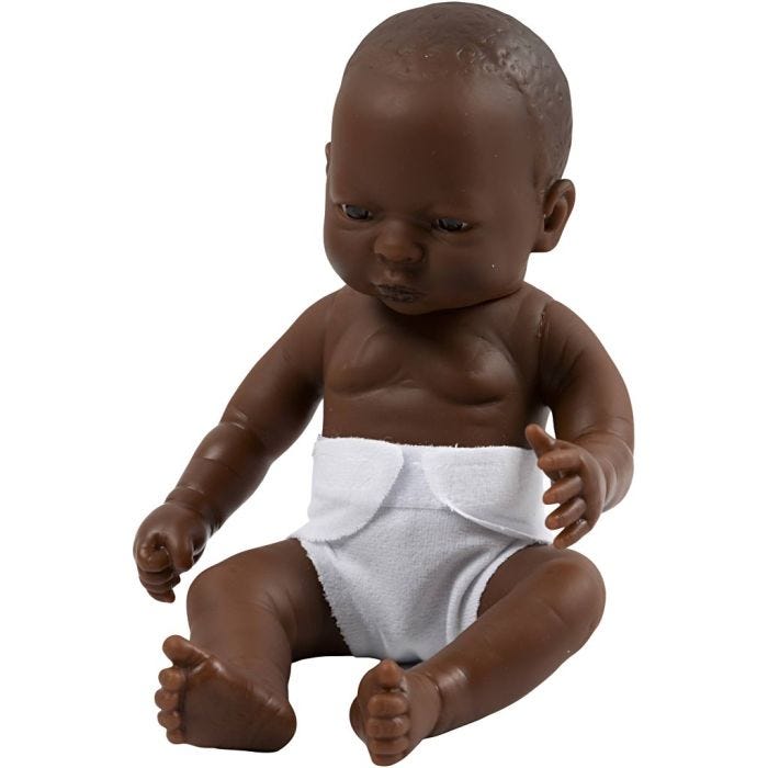 Dukke, mørk dreng, 24 cm, 1 stk.