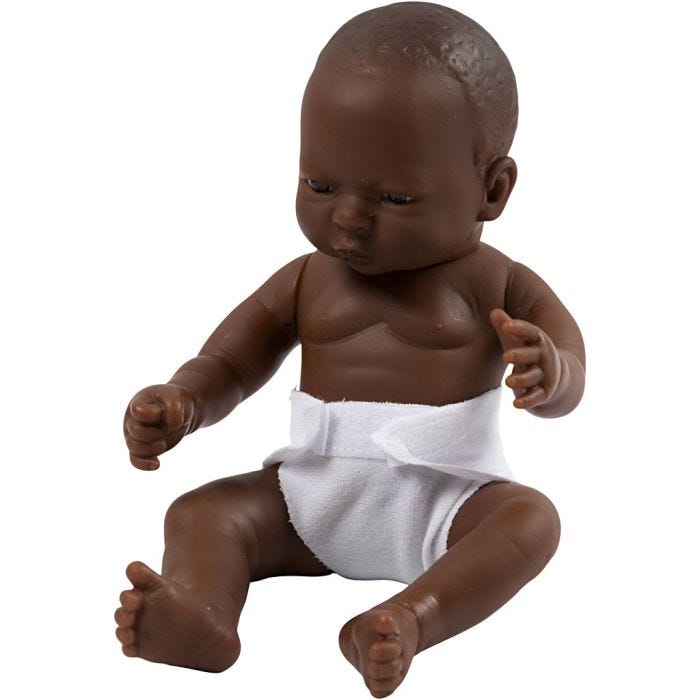 Dukke, mørk pige, 24 cm, 1 stk.