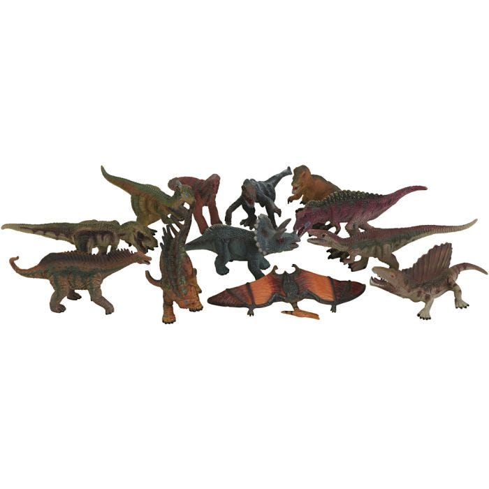 Dinosaurer, str. 10-14 cm, 12 stk./ 1 pk.