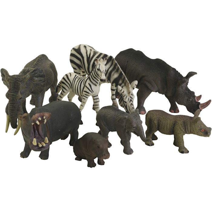 Vilde dyr, str. 5,5-14 cm, 8 stk./ 1 sæt