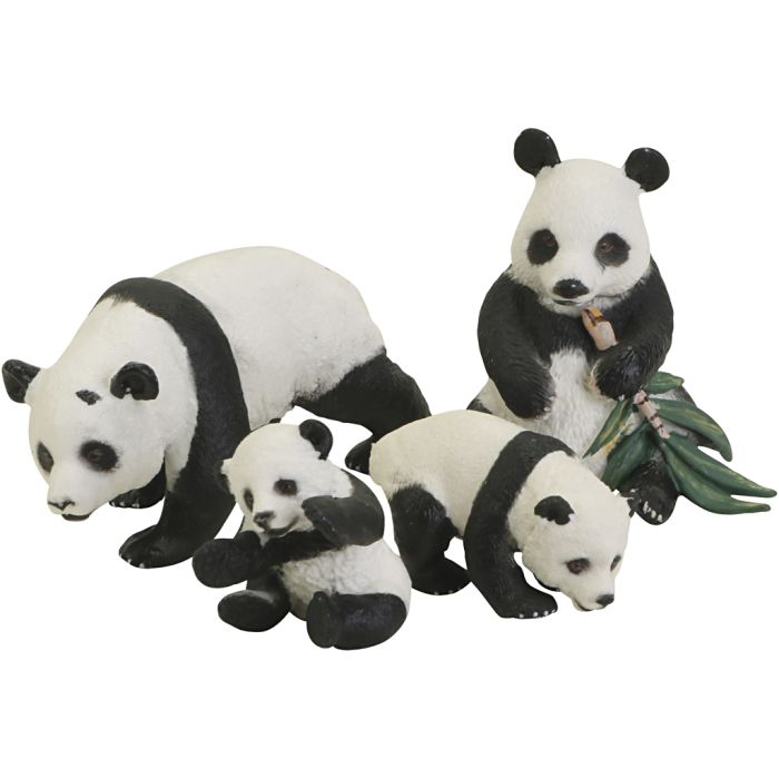 Pandafamilie, H: 4-7 cm, L: 5-5,5 cm, 4 stk./ 1 sæt