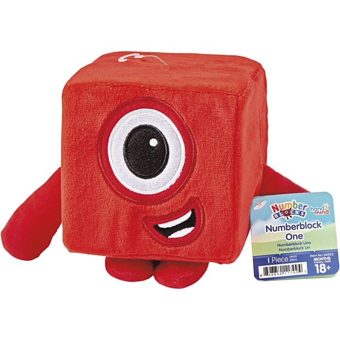 Numberblock Bamse, En, H: 11,5 cm, rød, 1 stk.