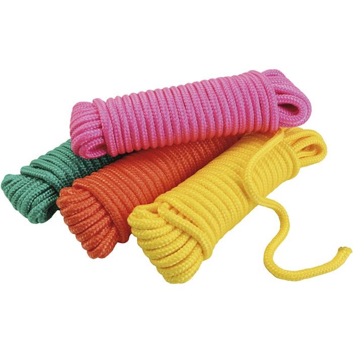 Sjippetove uden håndtag, L: 10 M, grøn, orange, pink, gul, 4 stk./ 1 pk.