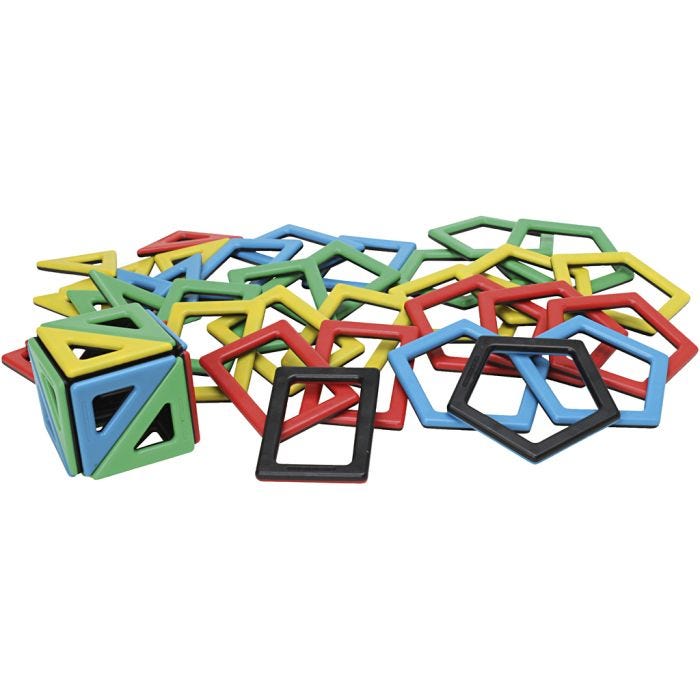 Magnetic Polydron Sæt, str. 6-8,5 cm, 48 dele/ 1 sæt