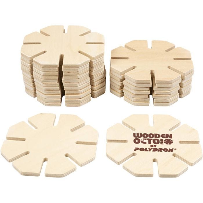 Polydron Octoplay Byggesæt i træ, diam. 12 cm, 20 dele/ 1 sæt