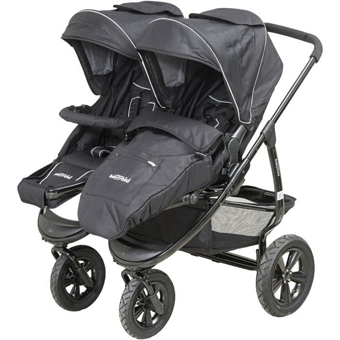 Babytrold Tvillingeklapvogn, 90x77x117 cm, sort, 1 stk.