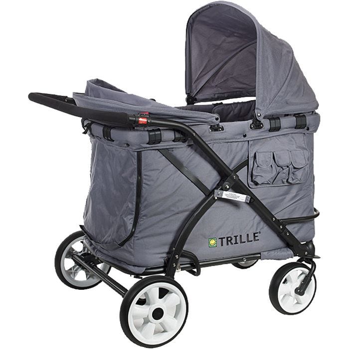 TRILLE Goliat barnevogn med motor, 120x82x97 cm, grå, 1 stk.