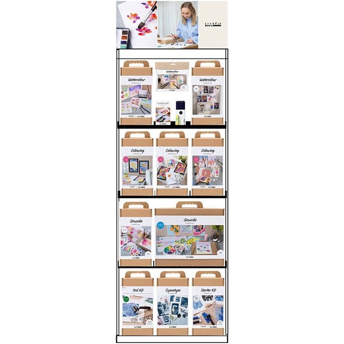 Gulvdisplay, usamlet, Kunstartikler, voksen, H: 1580 mm, L: 600 mm, B: 400 mm, 84 enh./ 1 stk.