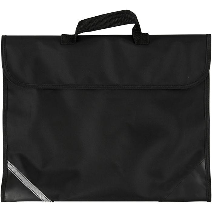 Skoletaske, 9 cm, 36x29 cm, sort, 1 stk.
