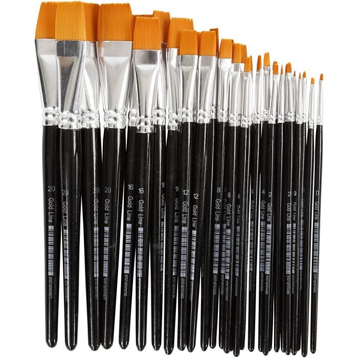 Nylon Pensler, nr. 0-22, L: 17-21,5 cm, B: 1-22 mm, 66 stk./ 1 pk.
