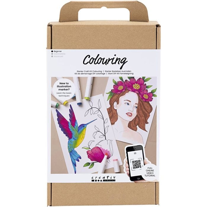 Start DIY Kit Farvelægning, Tegnetusch, 1 pk.