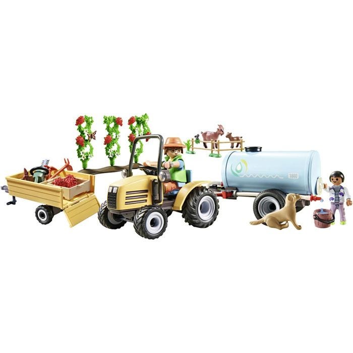 Playmobil Traktor med anhænger og vandtank, 9,2 cm, 23.5 cm, 8,5 cm, 117dele/ 1 pk.