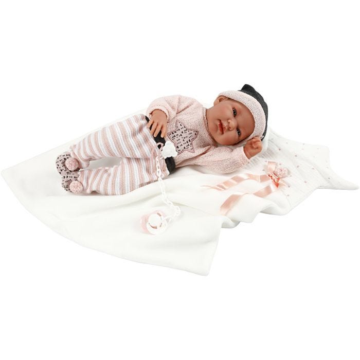 Babydukke, rosa tøj, 43 cm, 1 stk.