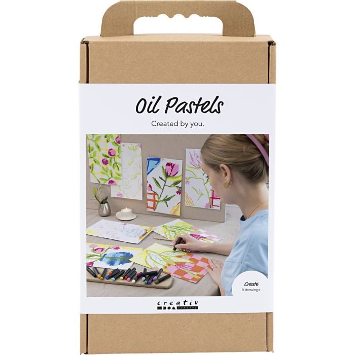 DIY Kit Oliepastel, Blomster, ass. farver, 1 pk.