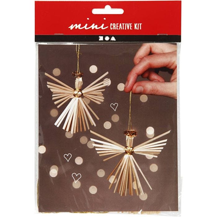 Mini DIY Kit, engel i halm, 8 cm, 1 pk.