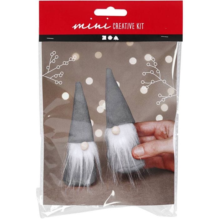 Mini DIY Kit, Næsenisser, 12 cm, grå, 1 pk.