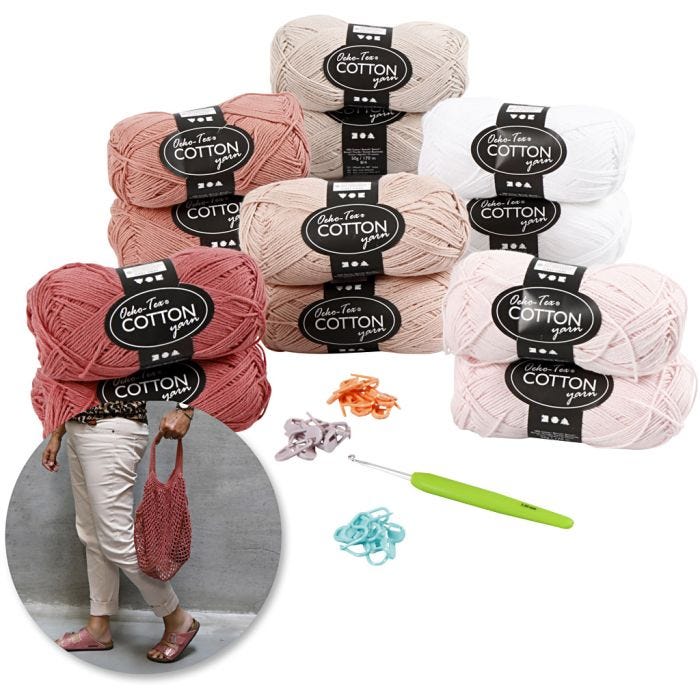 Krea-pakke – Hækle, rosa, 1 sæt