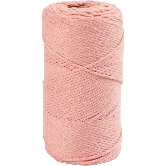 Macramé Snor, L: 198 M, diam. 2 mm, rosa, 330 g/ 1 rl.