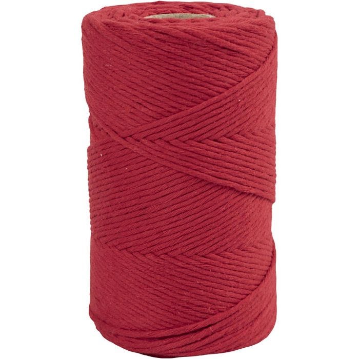 Macramé Snor, L: 198 M, diam. 2 mm, rød, 330 g/ 1 rl.