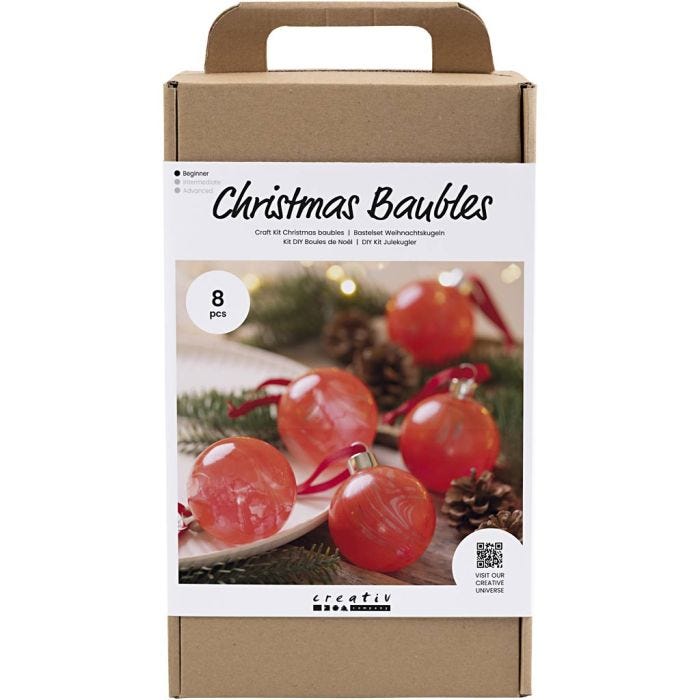 DIY Kit Julekugler, Marmorering, 1 pk.