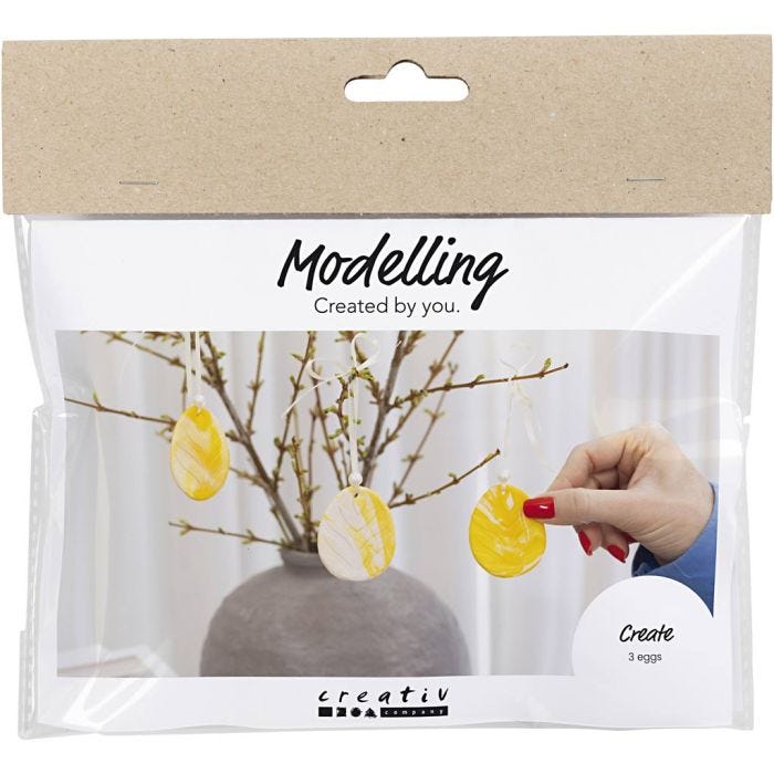 Mini DIY Kit Modellering, Æg, lys gul, pastelfarver, 1 pk.