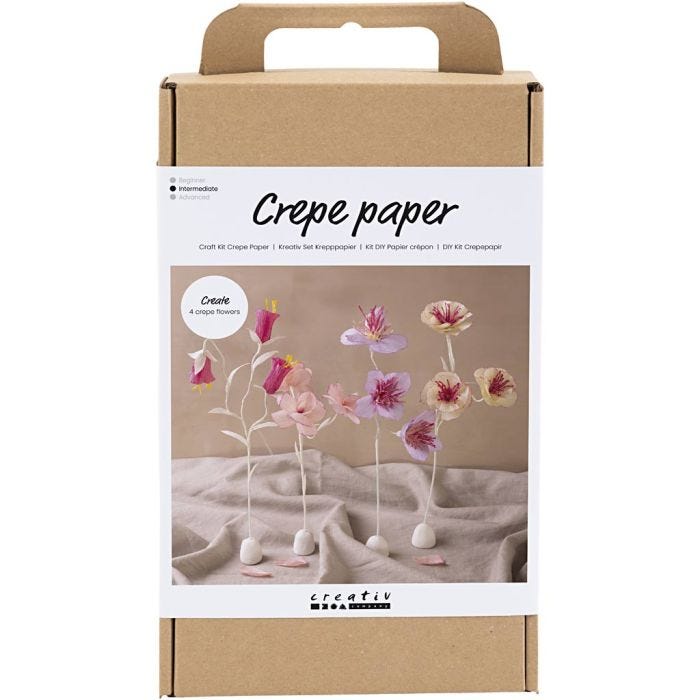 DIY Kit Crepepapir, Blomst, pastelfarver, 1 pk.